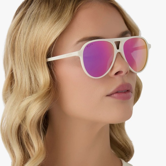 DIFF Tosca II Sunglasses White Frame/Pink Lenses - Picture 15 of 16